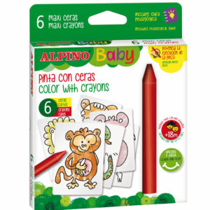 ALPINO Kredki woskowe grube 6 kolor karty jungla
