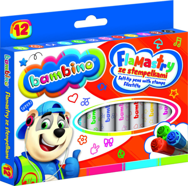 Bambino Filz -Tip -Stifte mit Briefmarken 12 Farben Bambino Filz -Tip -Stifte mit Briefmarken 12 Farben