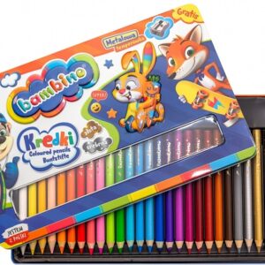BAMBINO Kredki drewniana oprawa metalowe pudelko