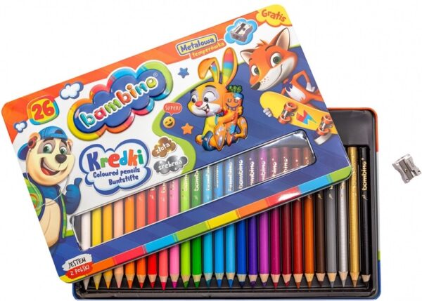 BAMBINO Kredki drewniana oprawa metalowe pudelko BAMBINO Kredki drewniana oprawa metalowe pudelko