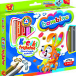 BAMBINO Kredki trojkatne w oprawie drewnianej 12 kolorow temperowka