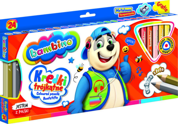 Bambino háromszerű ceruzák egy fából készült keretben 24 hőmérséklet színek