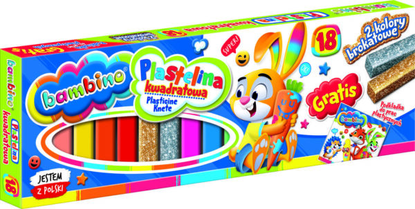BAMBINO Štvorcová plastelína 18 farieb