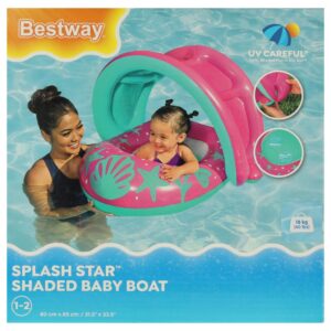 BESTWAY 34091 Materac dmuchany pontonik z daszkiem rozowy 1 2lata 18kg