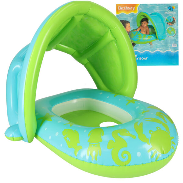 BESTWAY 34091 Materac dmuchany pontonik z daszkiem zielony 1 2lata 18kg BESTWAY 34091 Materac dmuchany pontonik z daszkiem zielony 1 2lata 18kg