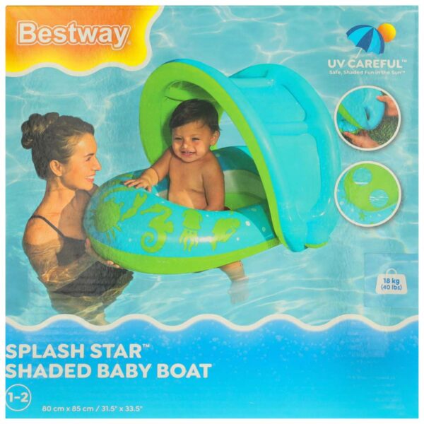 BESTWAY 34091 Materac dmuchany pontonik z daszkiem zielony 1 2lata 18kg