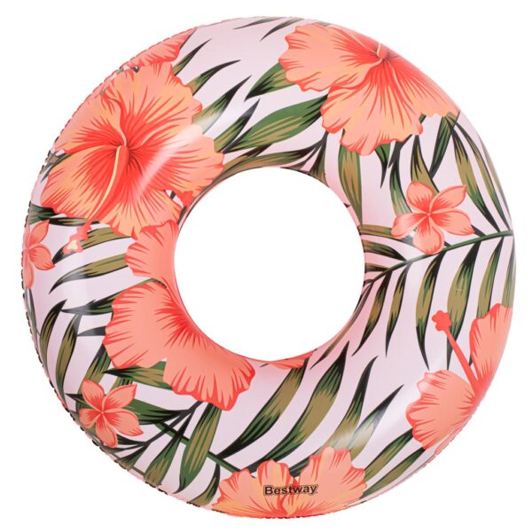 BESTWAY 36237 Kolo do plywania dmuchane kwiaty liscie bialy roz max 90kg