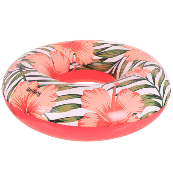 BESTWAY 36237 Kolo do plywania dmuchane kwiaty liscie bialy roz max 90kg