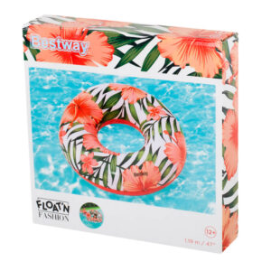 BESTWAY 36237 Kolo do plywania dmuchane kwiaty liscie bialy roz max 90kg