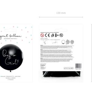 Balon Gender Reveal Chlopiec czy dziewczynka niebieskie konfetti 100cm