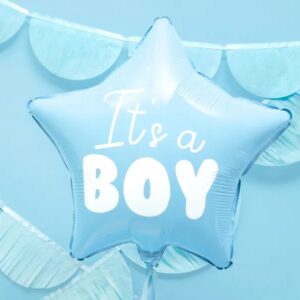Balon foliowy It s a boy na baby shower gwiazda niebieska 48cm