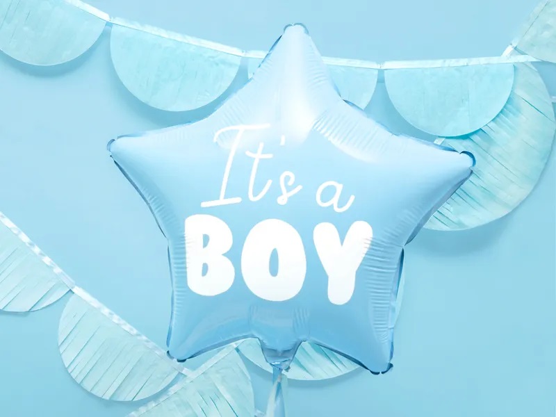 Balon foliowy It s a boy na baby shower gwiazda niebieska 48cm