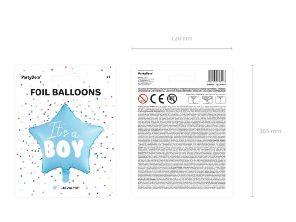 Balon foliowy It s a boy na baby shower gwiazda niebieska 48cm