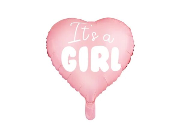 Balon foliowy It s a girl na baby shower serce rozowe 48cm Balon foliowy It s a girl na baby shower serce rozowe 48cm