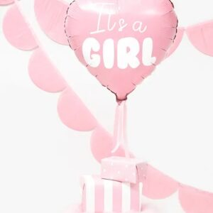 Balon foliowy It s a girl na baby shower serce rozowe 48cm