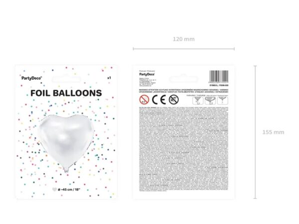 Balon foliowy Serce biale 45cm