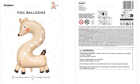 Balon foliowy cyfra 2 Sarenka 50x88 cm