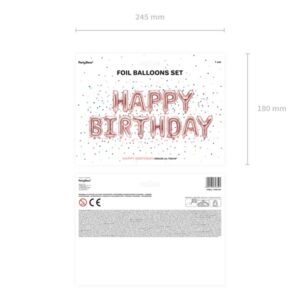 Balon foliowy dekoracja urodzinowa Happy Birthday rozowe zloto 340cm x 35cm