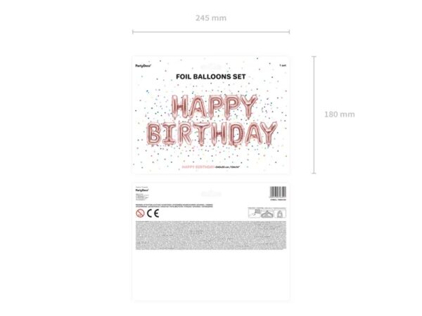 Balon foliowy dekoracja urodzinowa Happy Birthday rozowe zloto 340cm x 35cm