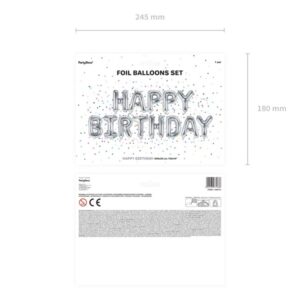 Fólia ballon születésnapi dekoráció boldog születésnapot ezüst 340cm x 35 cm