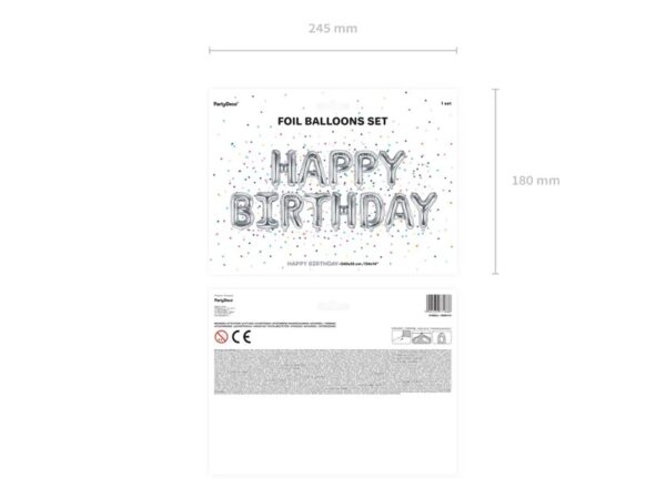 Fólia ballon születésnapi dekoráció boldog születésnapot ezüst 340cm x 35 cm