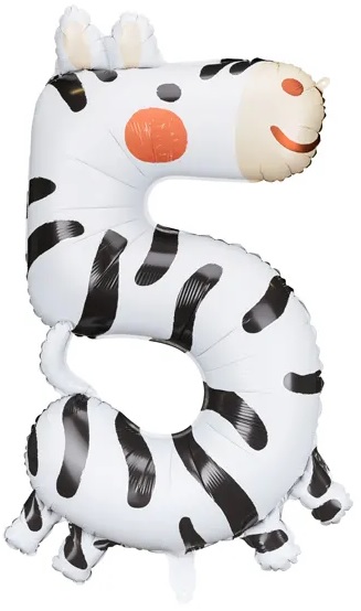 Balon foliowy urodzinowy cyfra 5 Zebra 42x81 cm Balon foliowy urodzinowy cyfra 5 Zebra 42x81 cm