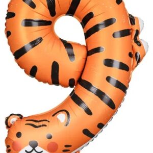 Balon foliowy urodzinowy cyfra 9 Tygrys 49x76 cm