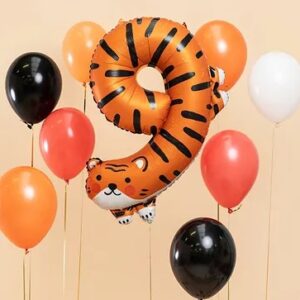 Balon foliowy urodzinowy cyfra 9 Tygrys 49x76 cm