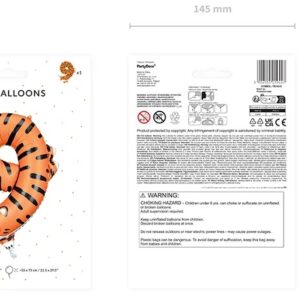 Balon foliowy urodzinowy cyfra 9 Tygrys 49x76 cm
