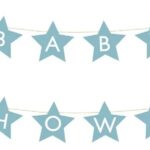 Baner napis na baby shower gwiazdki jasnoniebieskie 290cm x 16 5cm