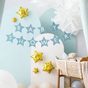 Baner napis na baby shower gwiazdki jasnoniebieskie 290cm x 16 5cm