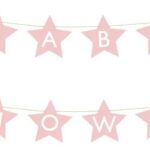 Baner napis na baby shower gwiazdki jasnorozowe 290cm x 16 5cm