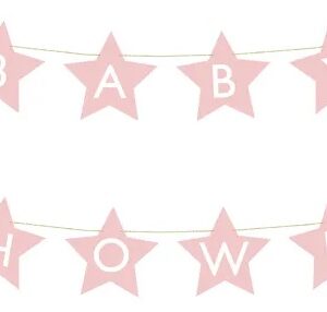 Baner napis na baby shower gwiazdki jasnorozowe 290cm x 16 5cm