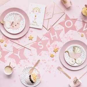 Baner napis na baby shower gwiazdki jasnorozowe 290cm x 16 5cm