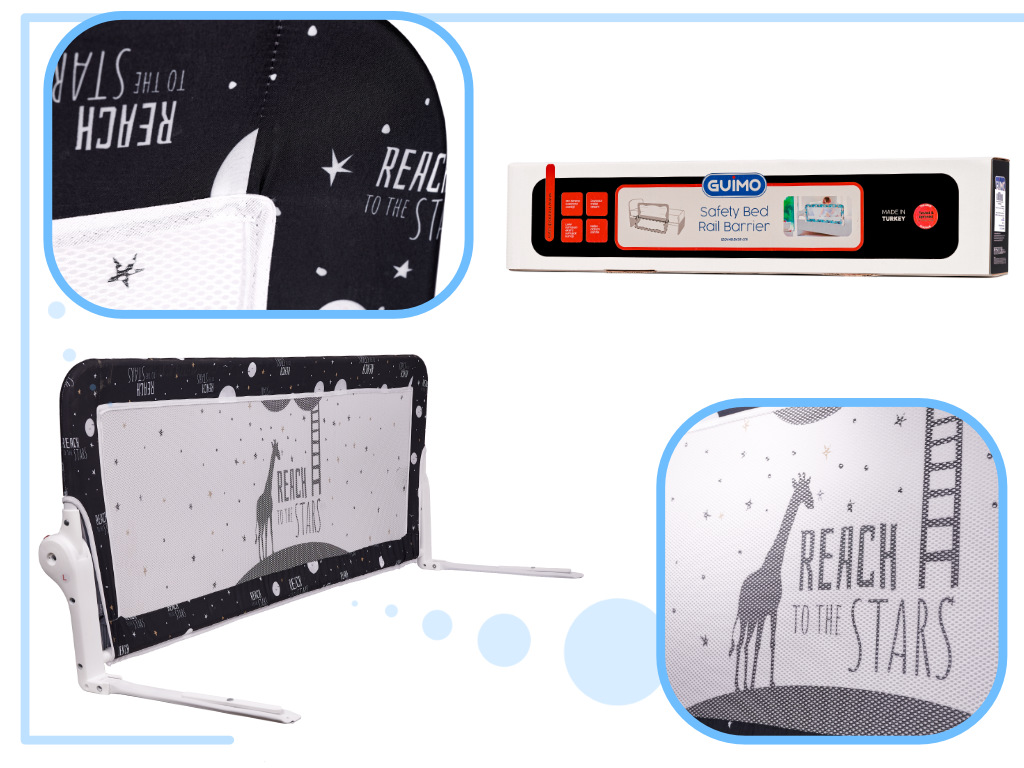 Barierka ochronna bramka oslonka do lozka 120cm czarna