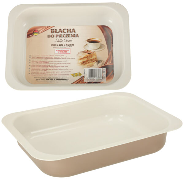 Blacha do pieczenia tortownica forma do ciast wypiekow tloczona 29cm x 22cm x 6cm brazowa