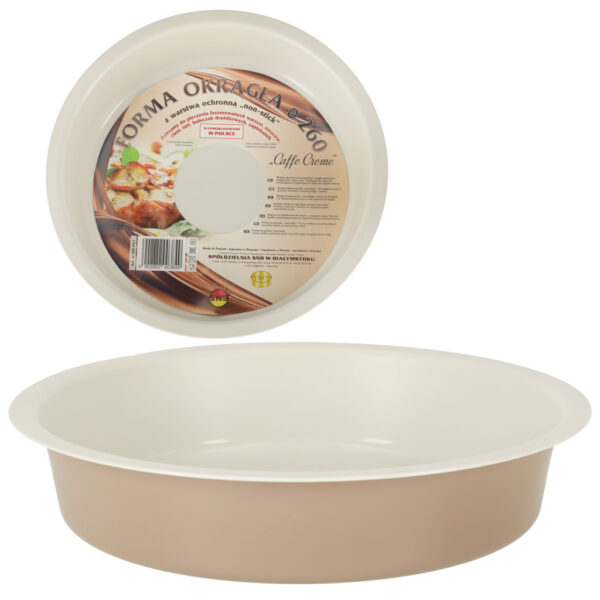 Blacha do pieczenia tortownica forma okragla do tortow tart guiche 26cm brazowa