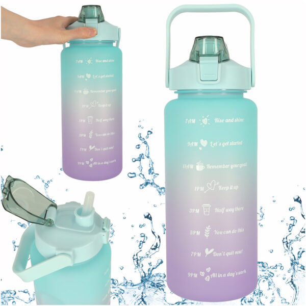 Butelka na wode bidon ze slomka motywacyjna z miarka silownia fitness 2L