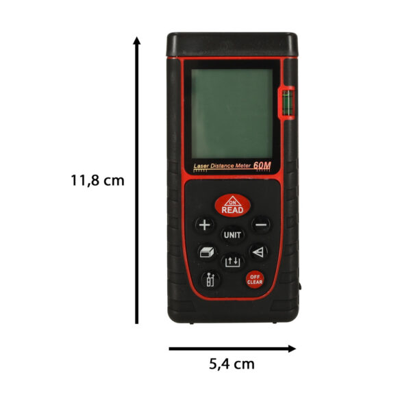 Dalmierz laserowy miernik odleglosci cyfrowy wodoodporny IP54 3mm 60m pokrowiec zasilanie bateryjne KAFUWELL