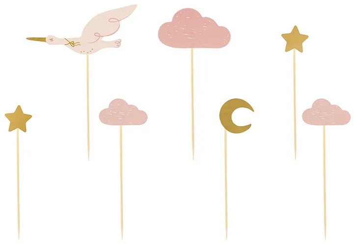 Dekoracje do muffinek babeczek Bocian 11cm 12cm 7 sztuk