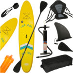 Deska SUP pompowana do plywania z siedzeniem akcesoriami wioslo zestaw zolta 350 cm