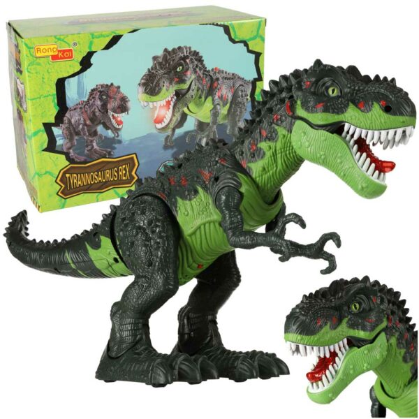 Dinozaur T REX elektroniczny chodzi ryczy zielony