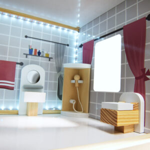 Domek dla lalek MDF drewniany z akcesoriami LED 78cm czarny