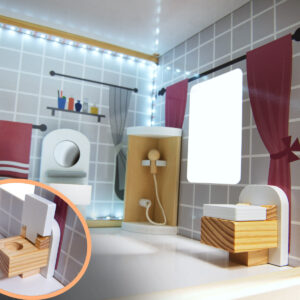 Domek dla lalek MDF drewniany z akcesoriami LED 78cm czarny