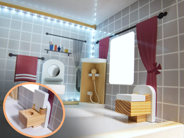 Domek dla lalek MDF drewniany z akcesoriami LED 78cm czarny