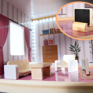 Domek dla lalek MDF drewniany z akcesoriami LED 78cm czarny