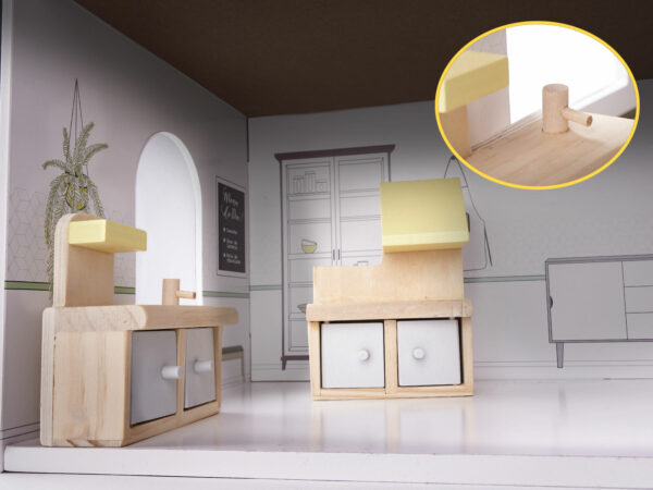 KX6278 Domek dla lalek MDF z akcesoriami 70cm LED szary