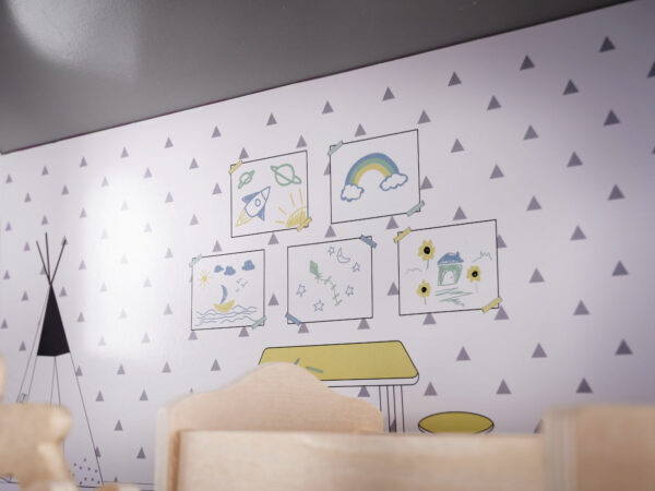 Domek dla lalek MDF z akcesoriami 70cm LED szary