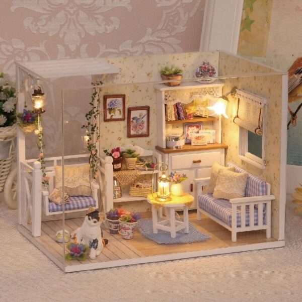 Domek dla lalek drewniany retro model DIY Domek dla lalek drewniany retro model DIY