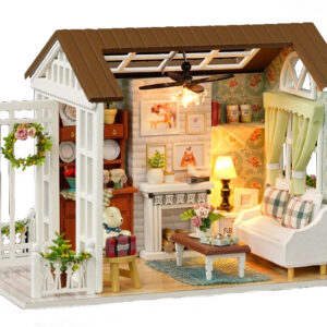 Domek dla lalek drewniany salon model do zlozenia LED 8008 A
